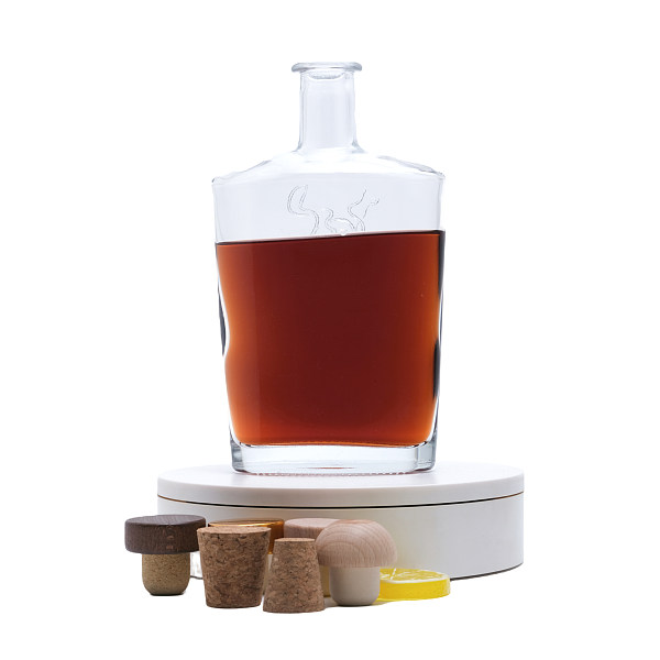 Clear Transparent 500ml 700ml 750ml Whiskey Bottle Polygon Shape Liquor Alcoholic Glass Drink Bottle With Teeth Top