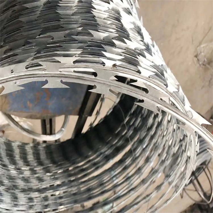 Learn razor blade barbed wire thistles roll cage hot-dip galvanized 304 material does not rust anti-theft fence with barbed wire
