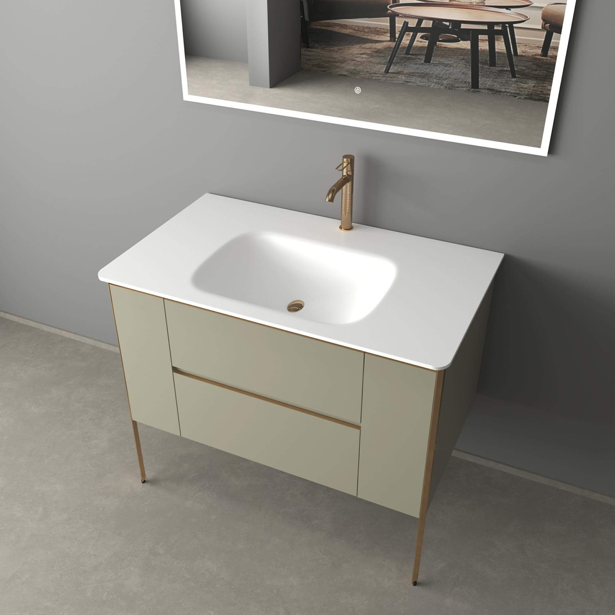 Smooth white square basin