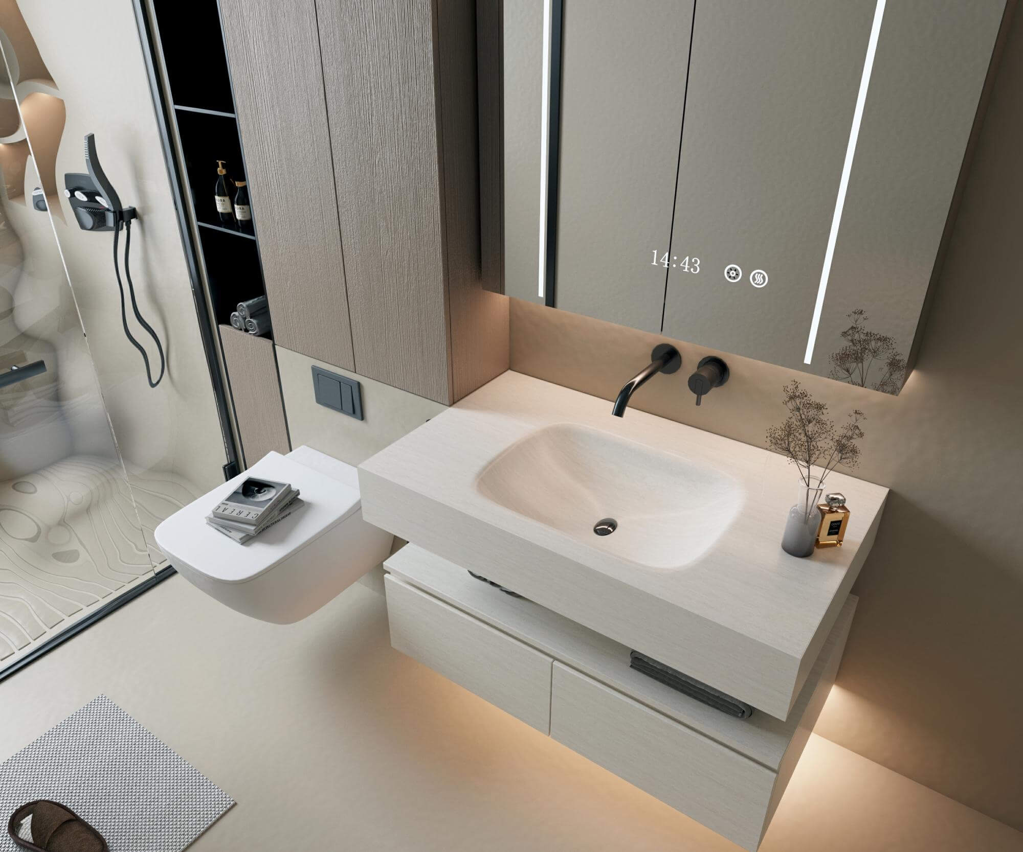 Smooth surface rice white cave stone basin