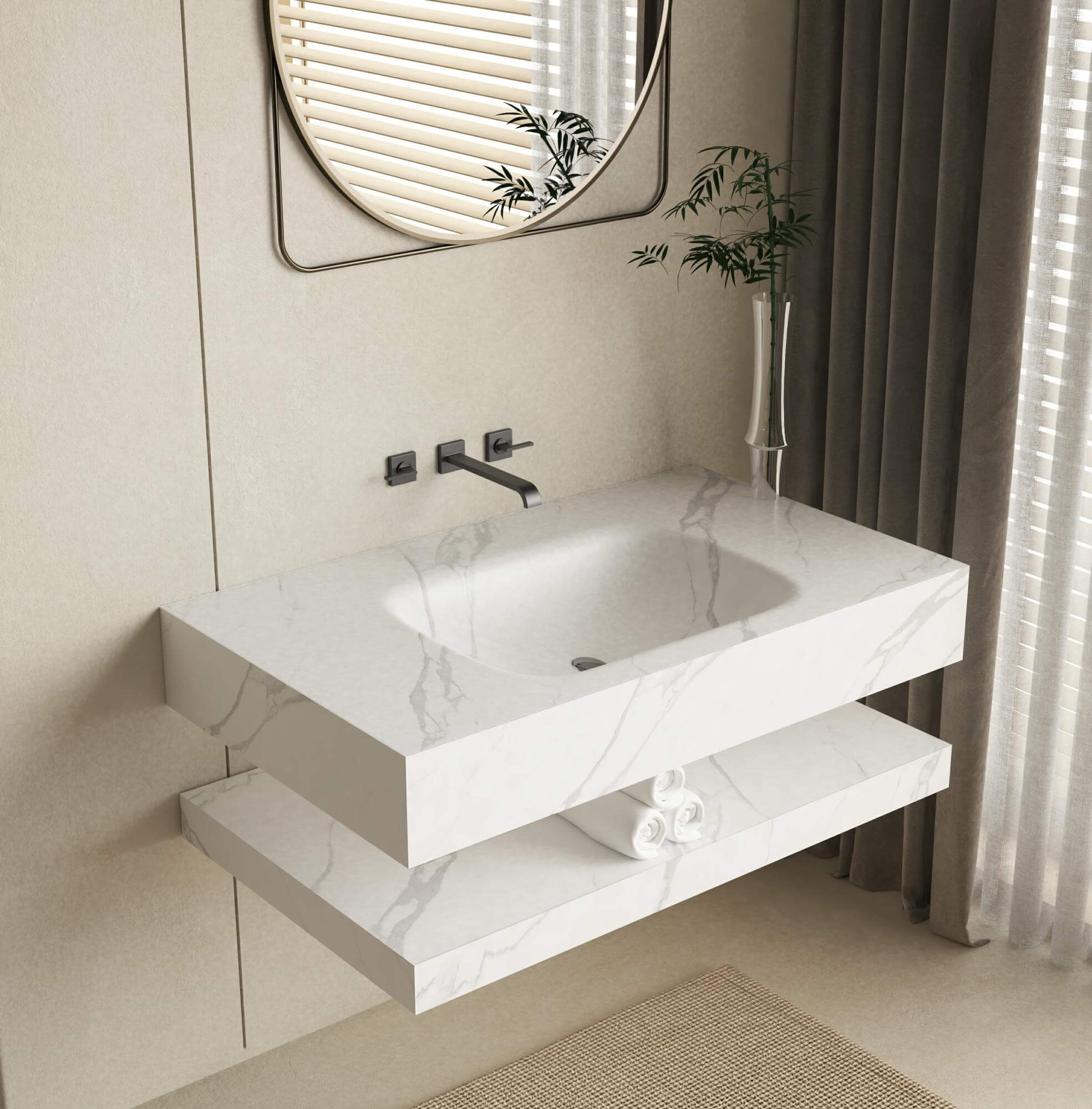 Matte Glacier White Square Basin