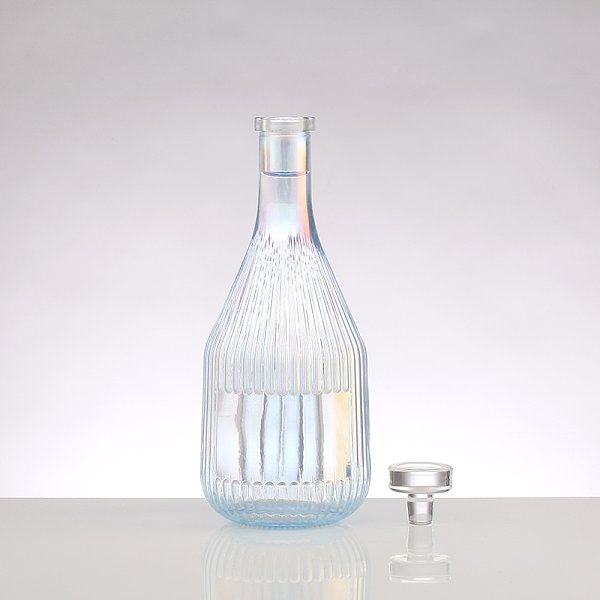 Botellas vacías de vidrio transparente de 8 y 16 onzas, utilizadas para bebidas espirituosas con tapas de corcho