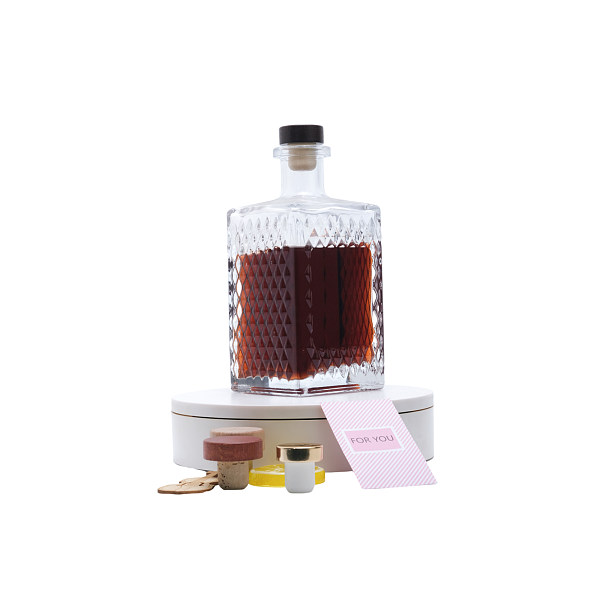 Botella de licor de vidrio Angels Hand de 750 ml, botella de envase de vino tinto y corcho