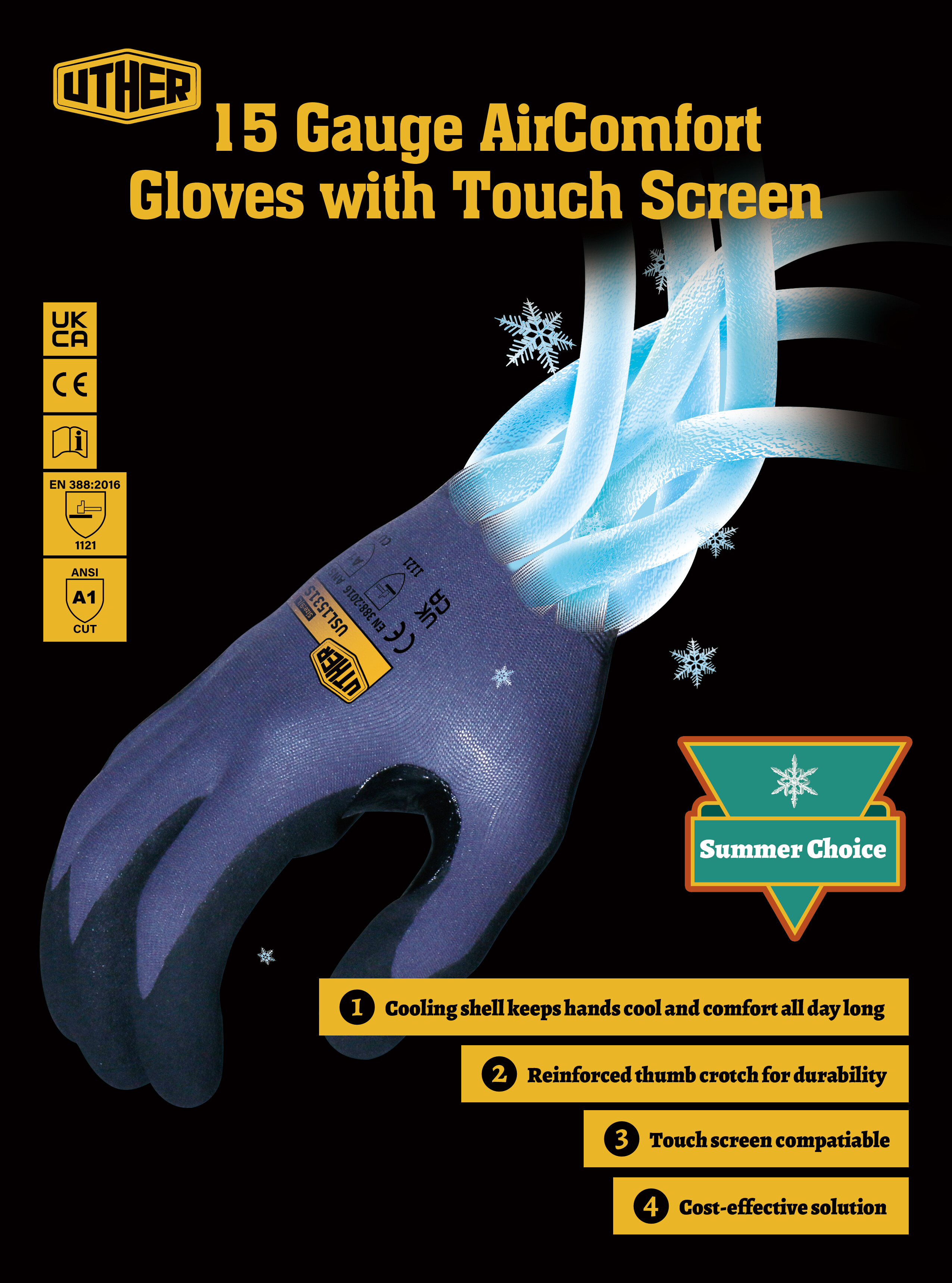 15 Gauge AirComfort Gloves with Touch Screen