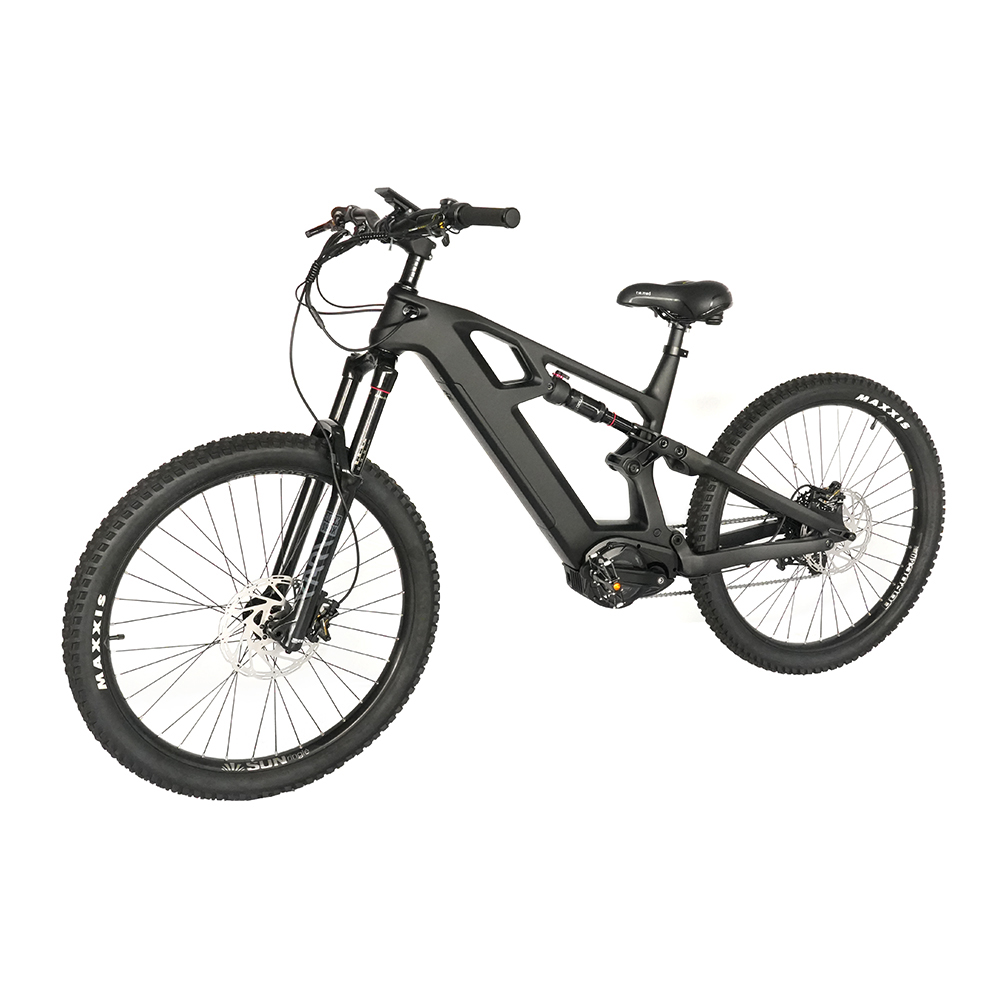 Carbon Fiber Frame Full Suspension Ebike Bafang M620 Mid Drive Electric Mountain Bike 