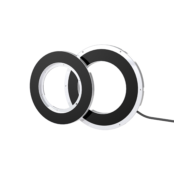 The outer diameter is 170mm, the through hole diameter is 90mm, and the thickness is 19mm. Accuracy ±5″, ±3″ optional.
Repeatability ±1.5″.
Absolute and incremental angle encoders.
With LED indicator light to assist the installation function, the installation is convenient.