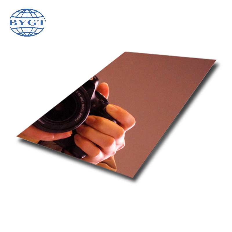 Rose Red Mirror Stainless Steel Sheet-304 316 Mirror Finished Stainless Steel Sheet-Mirrored Stainless Steel Sheet Supplier