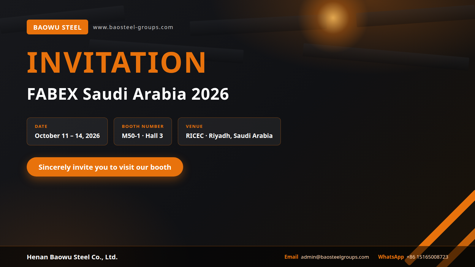 Henan Baowu Steel le invita a FABEX Arabia Saudí 2026