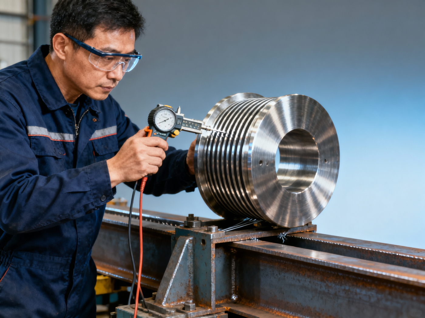 How often should I replace the wire feed rollers on an H-beam welding machine processing 12mm-thick Q345B flanges under continuous shift operation?