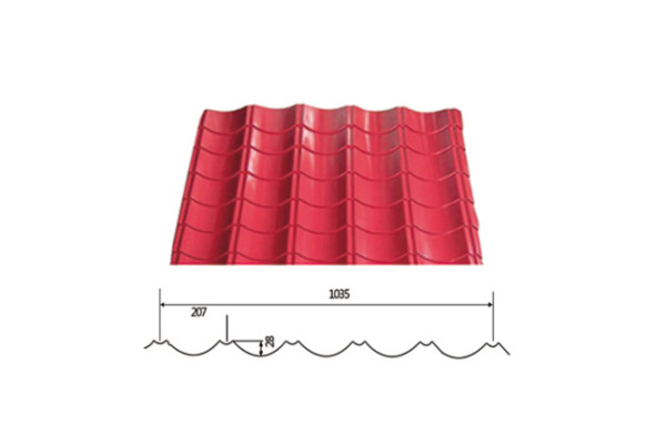 YX28-207-1035(Coloured glaze arc tile) /Color Coated Corrugated steel sheet /PPGI Steel Roofing Tile Sheet