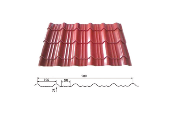 YX25-196-980（Glazed tile） /Color Coated Corrugated steel sheet /PPGI Steel Roofing Tile Sheet