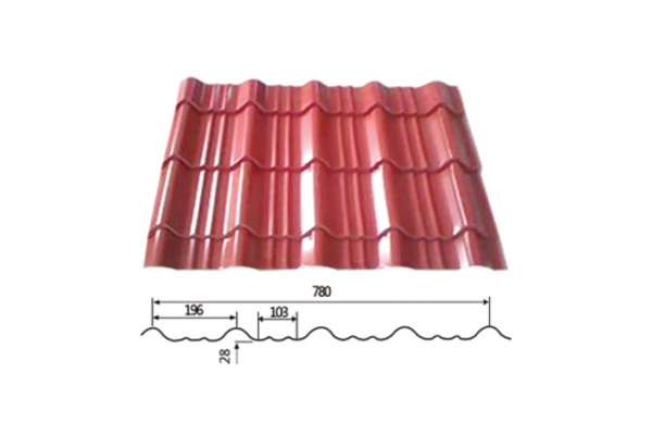 YX25-196-780（Glazed tile） /Color Coated Corrugated steel sheet /PPGI Steel Roofing Tile Sheet