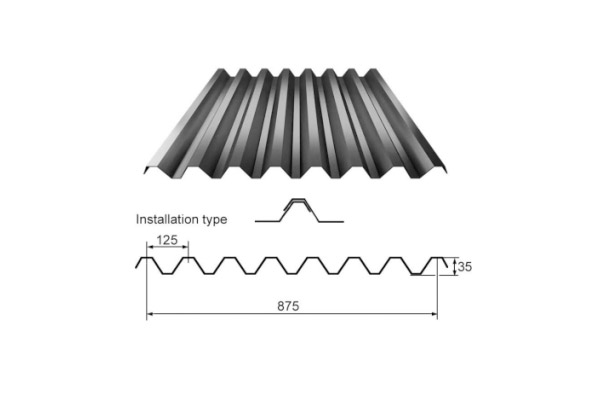 YX35-125-875 /Color Coated Corrugated steel sheet /PPGI Steel Roofing Tile Sheet