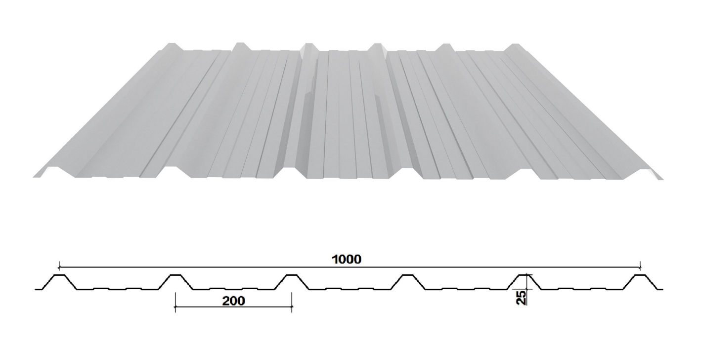 YX25-200-1000 /Color Coated Corrugated steel sheet /PPGI Steel Roofing Tile Sheet