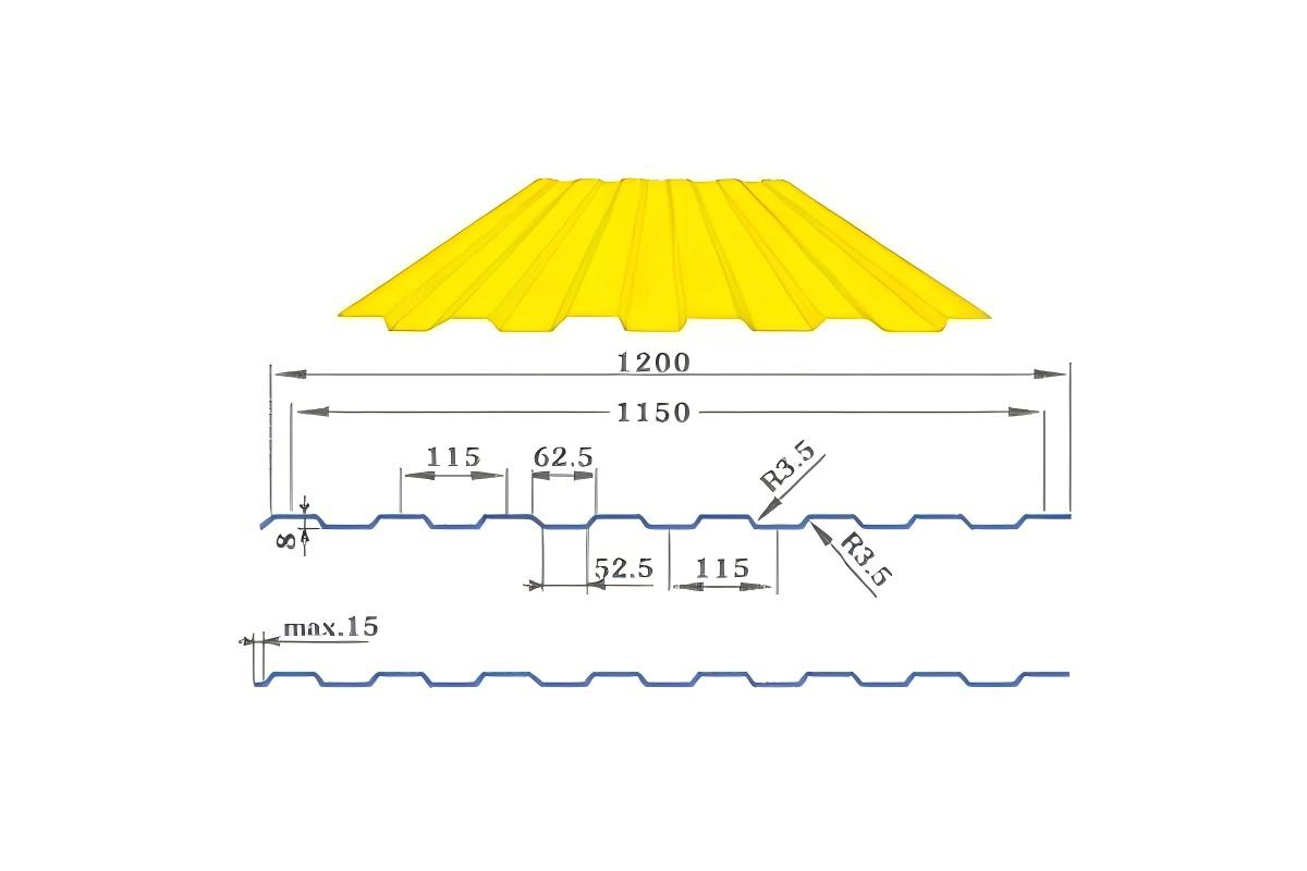 YX8-115-1150(C8) /Color Coated Corrugated steel sheet /PPGI Steel Roofing Tile Sheet