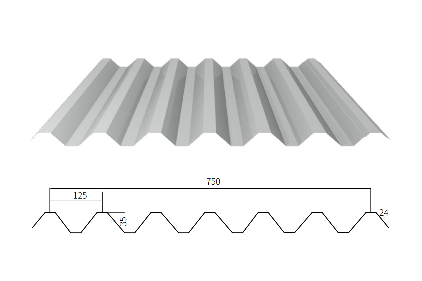 YX35-125-750(V125) /Color Coated Corrugated steel sheet /PPGI Steel Roofing Tile Sheet