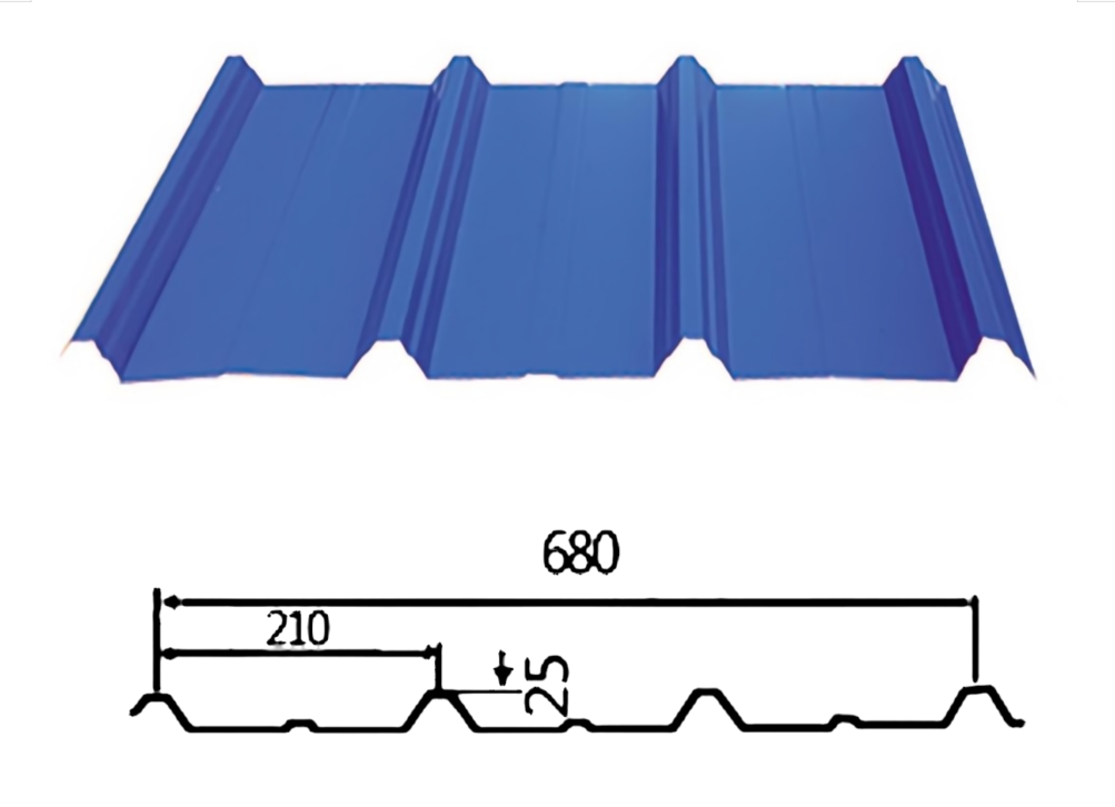 YX25-210-680 /Color Coated Corrugated steel sheet /PPGI Steel Roofing Tile Sheet