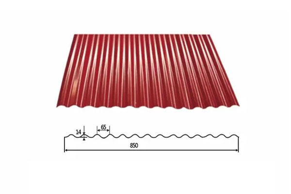 YX14-65-850（Circular arc） /Color Coated Corrugated steel sheet /PPGI Steel Roofing Tile Sheet