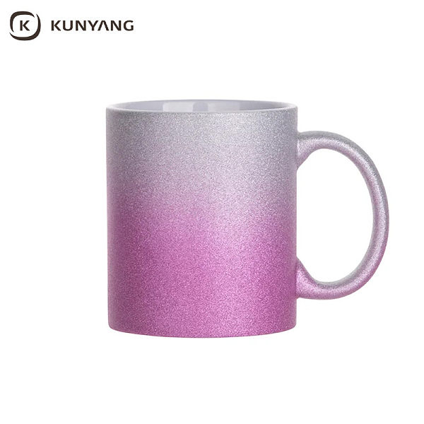 11oz/330ml Gradient Glitter Mug Silver/ Purple Red