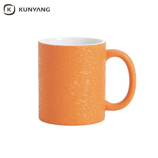 11oz/330ml Crackle Finish Ceramic Mug Orange
