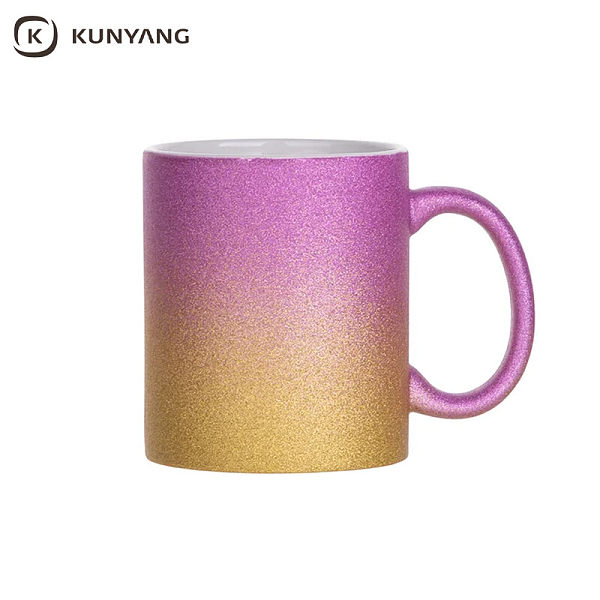 11oz/330ml Gradient Glitter Mug Purple Red/Gold