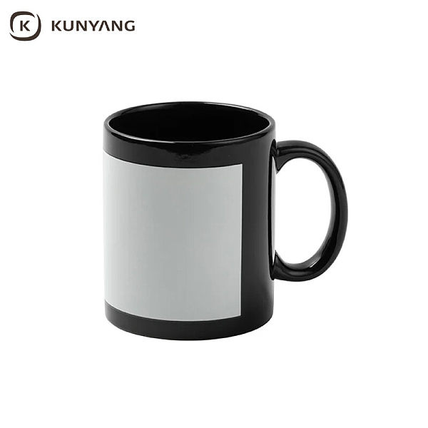 11oz Full Color Mug with white patch Black