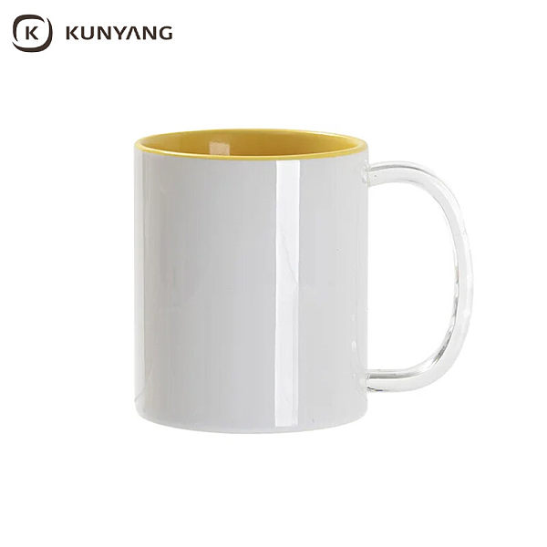 11oz Two-Tone Color Mug(Glass Handle) Light Yellow