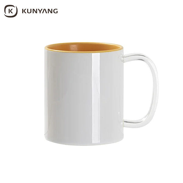 11oz Two-Tone Color Mug(Clear Glass Handle) Yellow