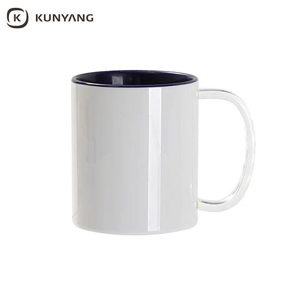 11oz Two-Tone Color Mug(Clear Glass Handle) Dark Blue