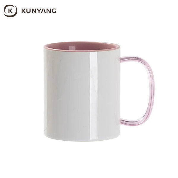 11oz Two-Tone Color Mug(Glass Handle) Pink
