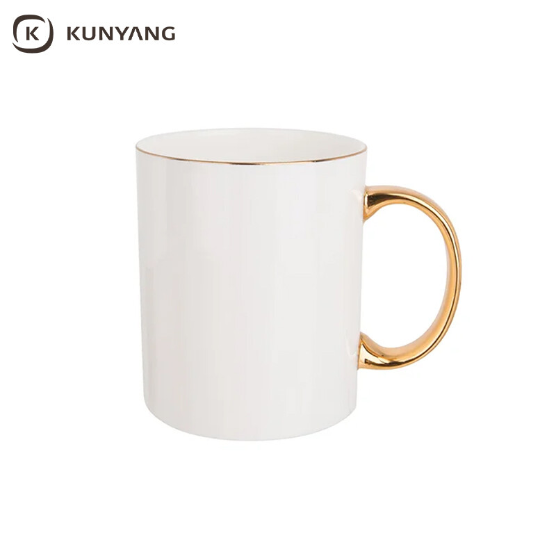 11oz Sublimation mug-Mouth rim and handle electroplate