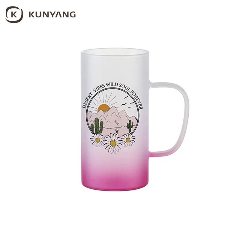Bottom color gradient matt glass sublimation mug