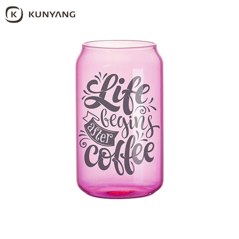 Sublimation Blanks 13oz/400ml Full Color Can Glass Mug with Straw