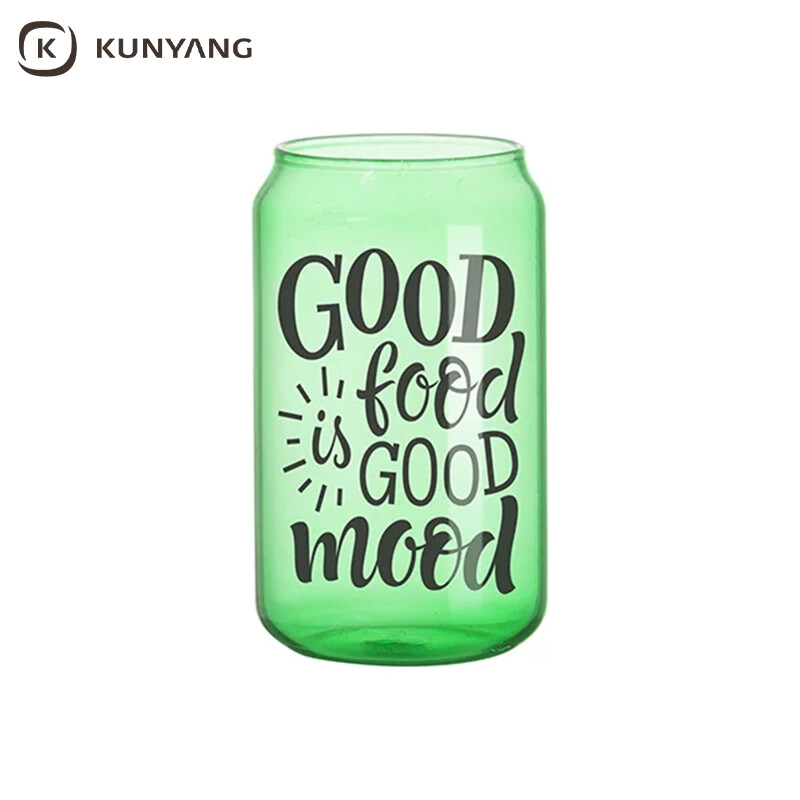 Sublimation Blanks 13oz/400ml Full Color Can Glass Mug with Straw