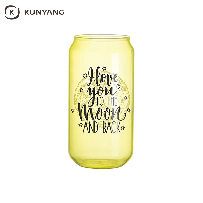 Sublimation Blanks 18oz/550ml Full Color Can Glass Mug with Straw