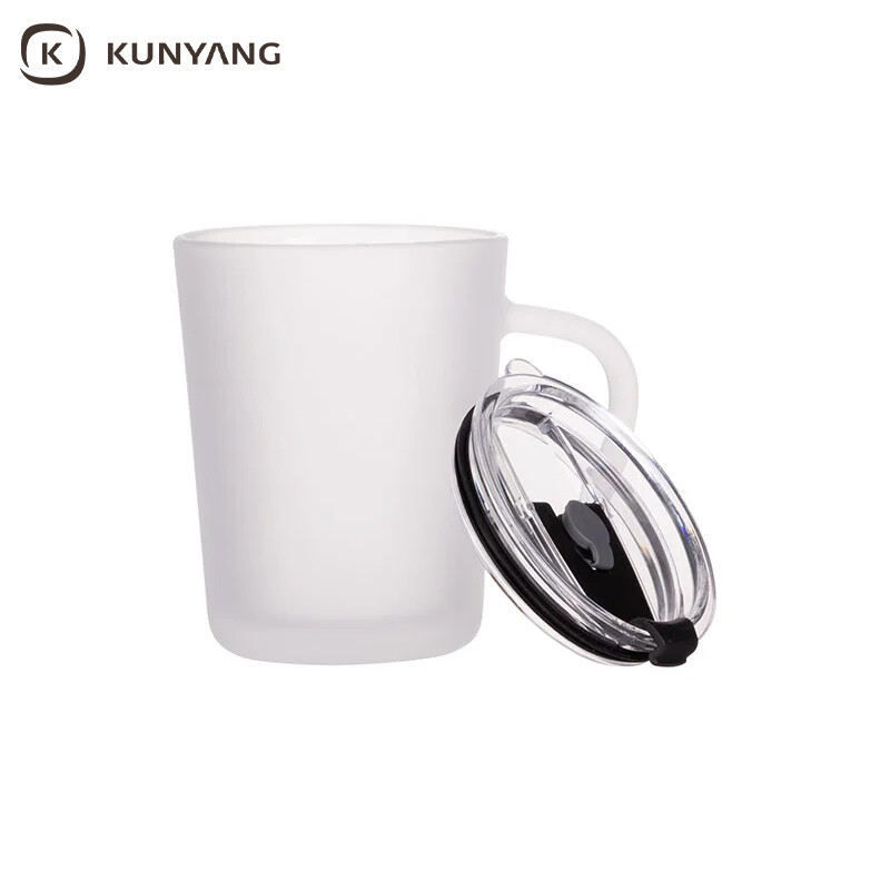 Sublimation 13oz/400ml Glass Mug w/ Lid & Straw 