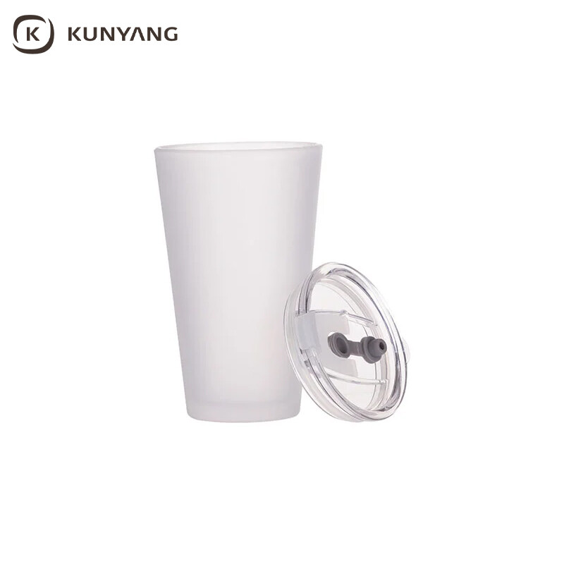 Sublimation 15oz/450ml Glass Tumbler w/ Lid & Straw 