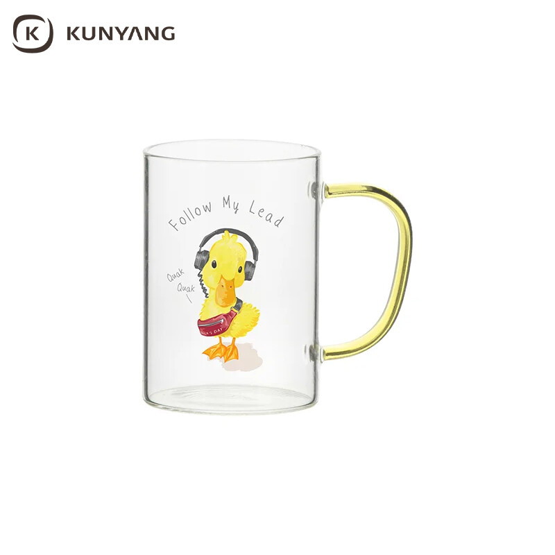 Sublimation 12oz/360ml Glass Mug w/ Light Green Handle