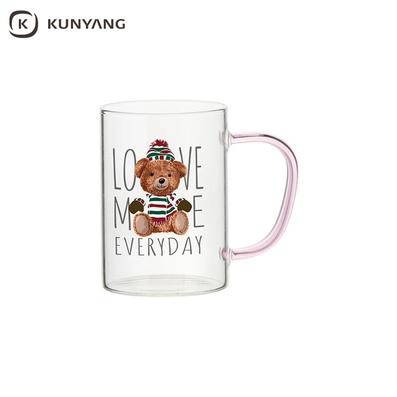 Sublimation 12oz/360ml Glass Mug w/ Light Green Handle