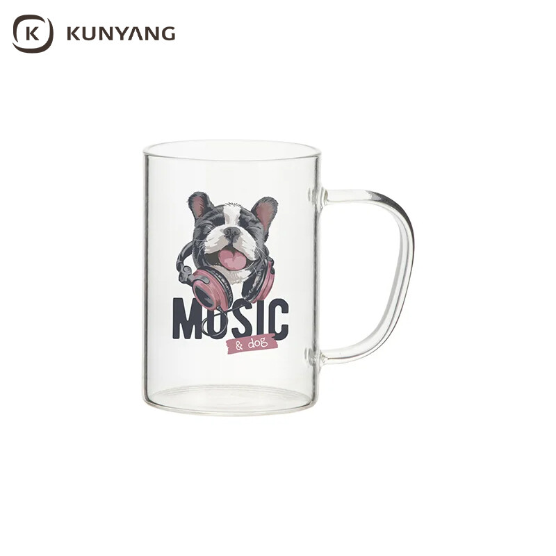 Sublimation 12oz/360ml Glass Mug w/ Light Green Handle