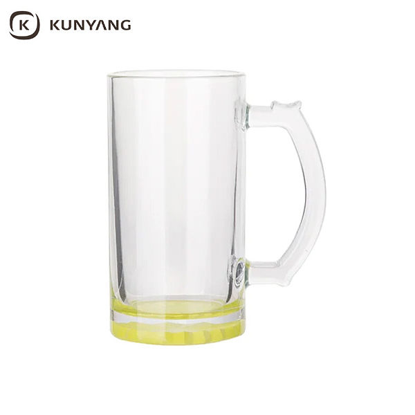 16oz Glass Beer Mug Clear Lemon Yellow