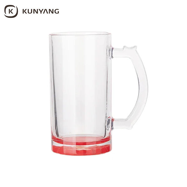 16oz Glass Beer Mug Clear Red