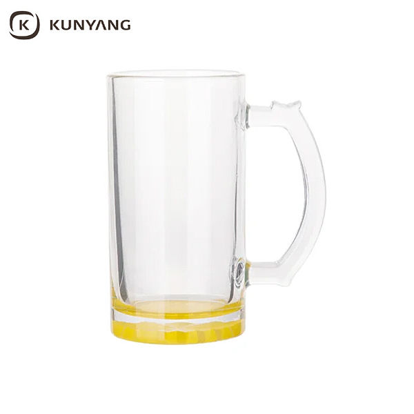 16oz Glass Beer Mug Clear Yellow