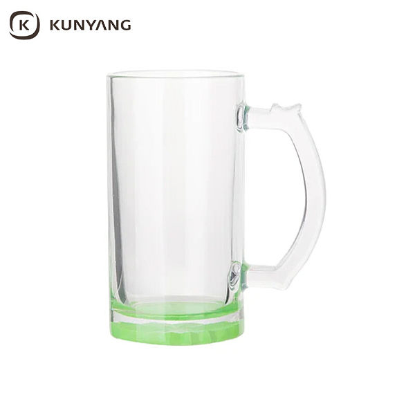 16oz Glass Beer Mug Clear Green