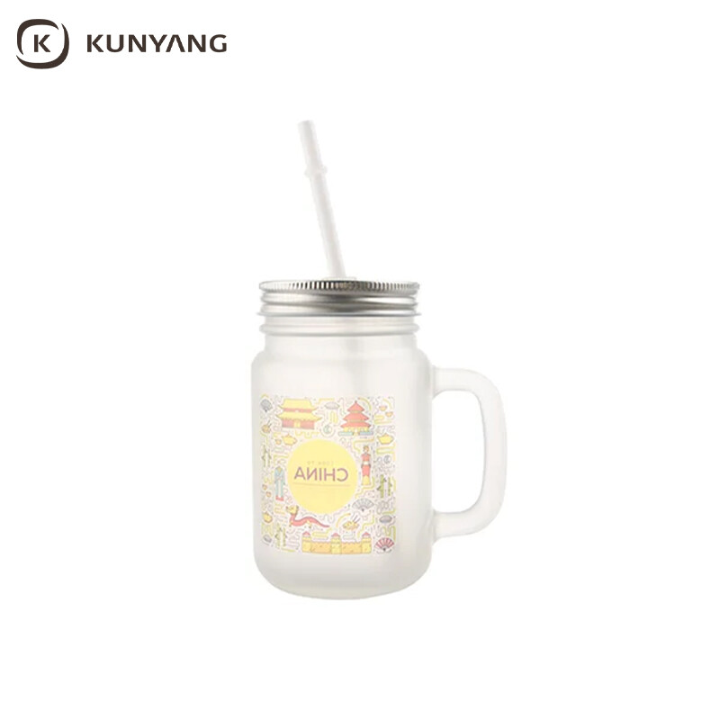12oz/350ml Sublimation Blanks Mason Jar w/ Straw