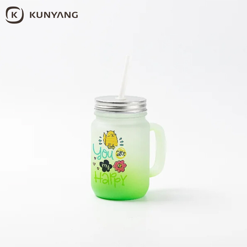 12oz/350ml Sublimation Blanks Mason Jar w/ Straw