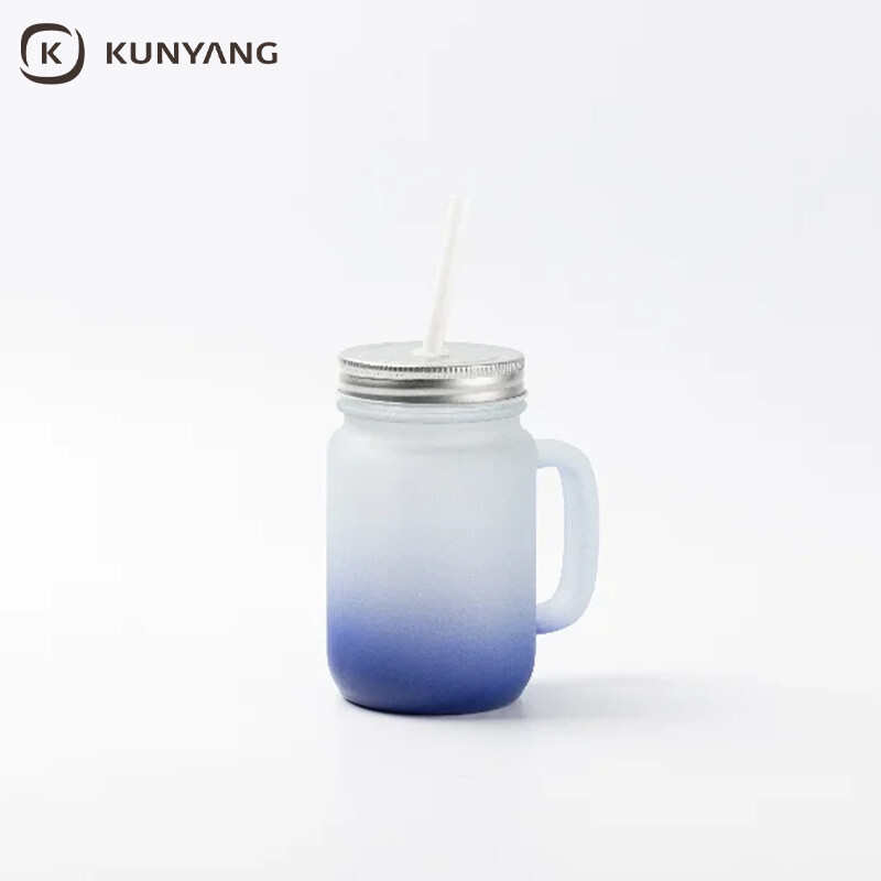 12oz/350ml Sublimation Blanks Mason Jar w/ Straw