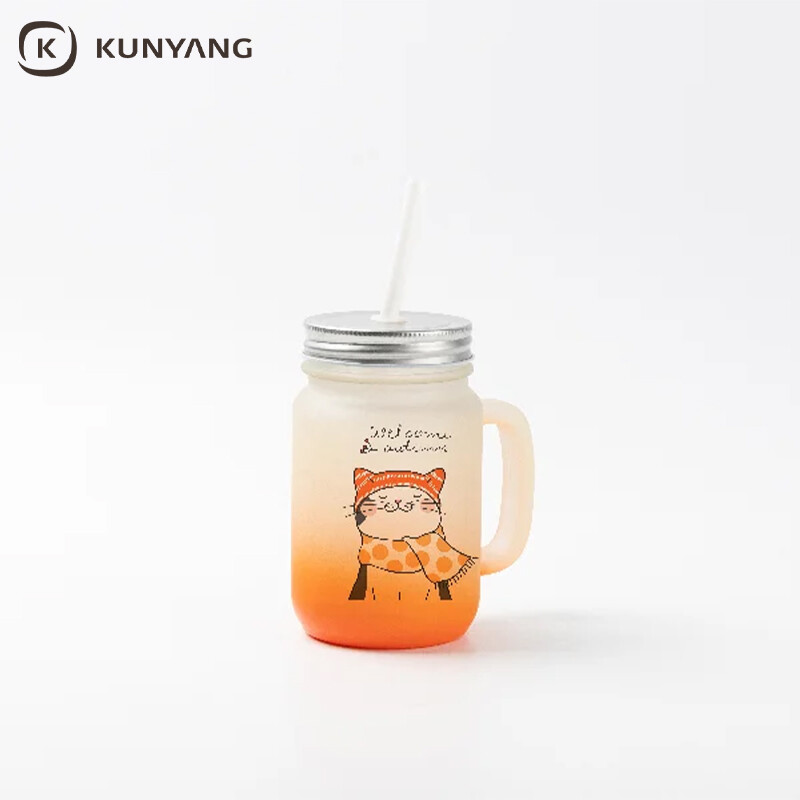 12oz/350ml Sublimation Blanks Mason Jar w/ Straw