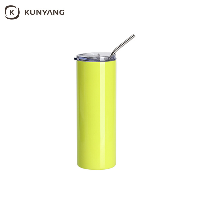 Sublimation Blanks 20oz/600ml Stainless Steel Fluorescent Tumbler with Straw & Lid