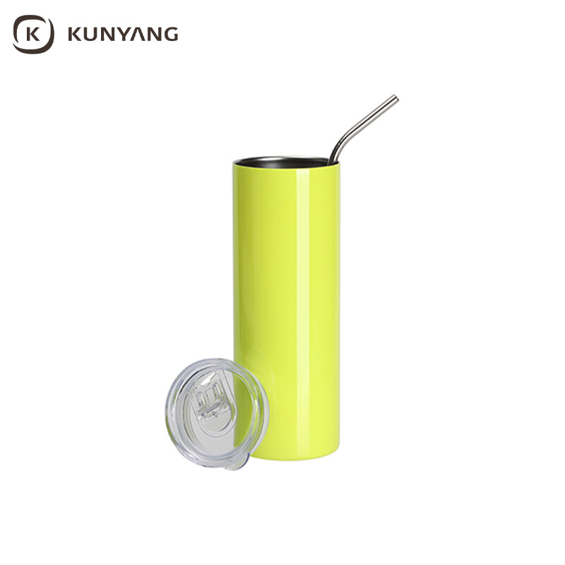 Sublimation Blanks 20oz/600ml Stainless Steel Fluorescent Tumbler with Straw & Lid